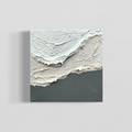 Abstract artwork with soft grey, light grey brown and charcoal wave textures on miniature canvas