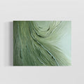 Abstract artwork with textured ripples, with strokes fading from dark green to light green